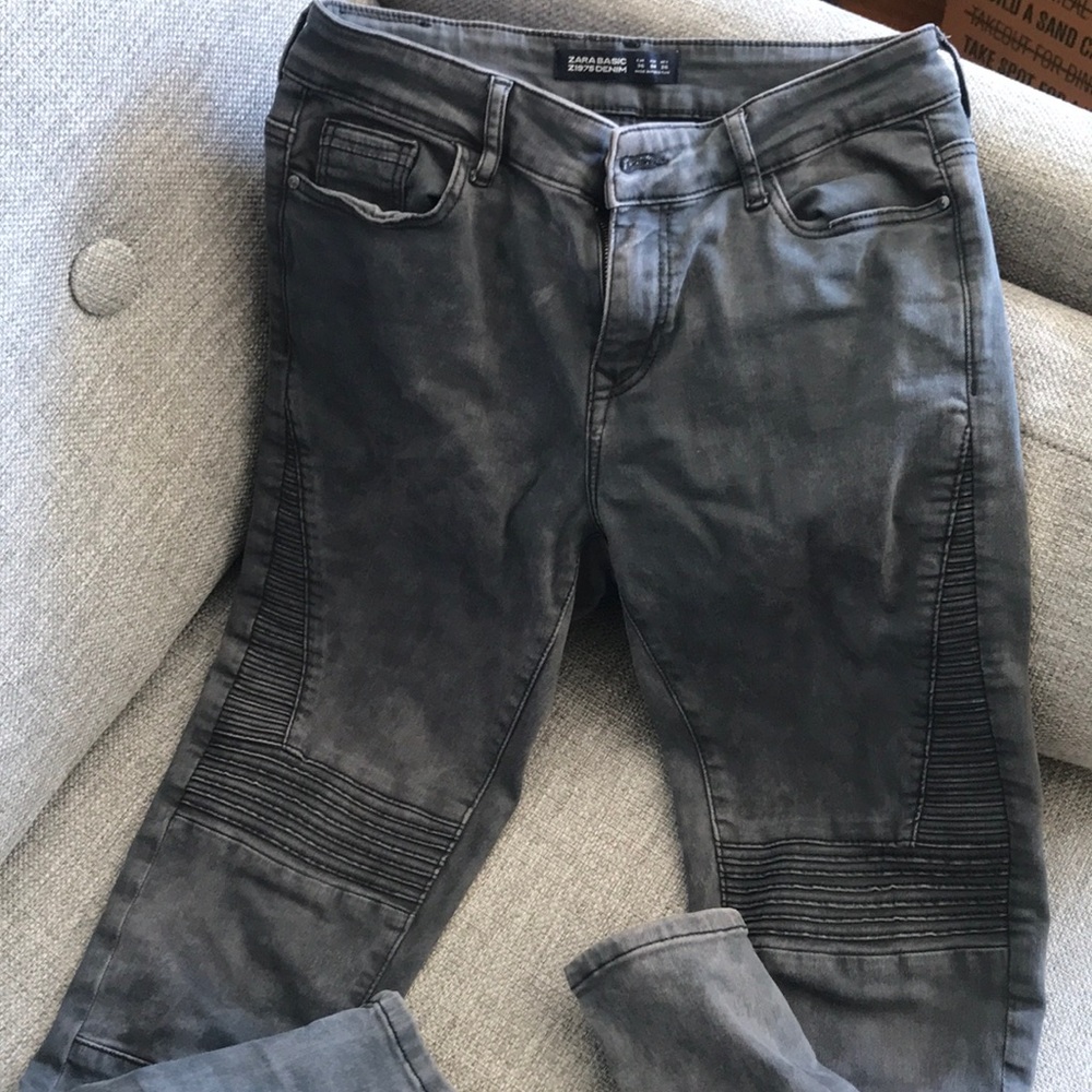 Zara Grey ankle biker jeans